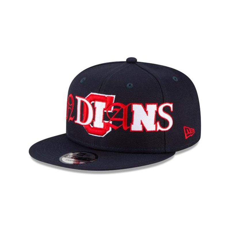 MLB Cleveland Indians Mixed Font 9Fifty Snapback (EFP0099) - Blue New Era Caps